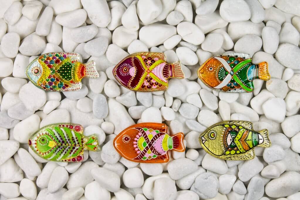 Blue Fish Lollipop Glass Fridge Magnet - Hand-Crafted, Hand-Painted, Personalized Tourist Souvenir, 4 x 9 cm