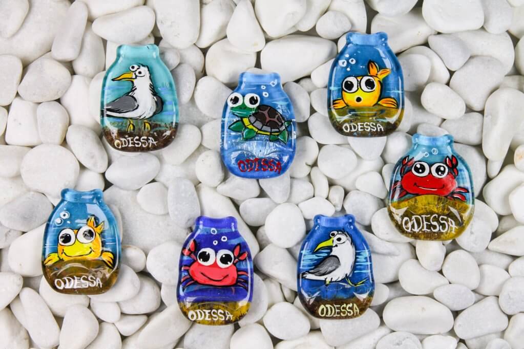 Jar with Sea and Turtle Glass Fridge Magnet - Hand-Crafted, Hand-Painted, Personalized Tourist Souvenir, 7 x 3.5 cm