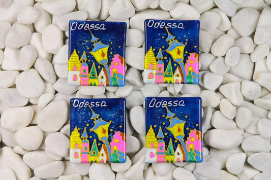 Shining Lantern of the Night City Fridge Magnet - Hand-Crafted, Hand-Painted, Personalized Tourist Souvenir, 7.5 x 6.5 cm