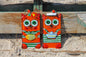 Pair of Sailor Cats Glass Wall Art - Handmade, Personalized Hanging Gift, Orange, 17 cm