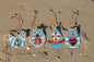 Set of 4 Sailor Decorations Glass Wall Art - Cat, Bird, Owl, Buoy, Handmade, Personalized Hanging Gift, Grey, 12 cm