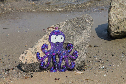Octopus Glass Wall Art - Handmade, Personalized Hanging Gift, 15 cm