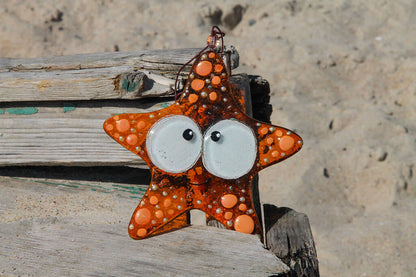 Crab Glass Wall Art - Handmade, Personalized Hanging Gift, 15 cm