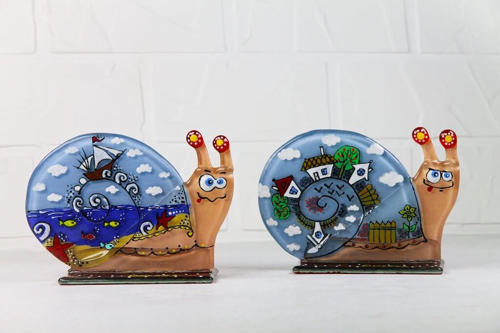 Sea Snail on a Stand Glass Wall Art - Handmade, Personalized Gift, 12 cm