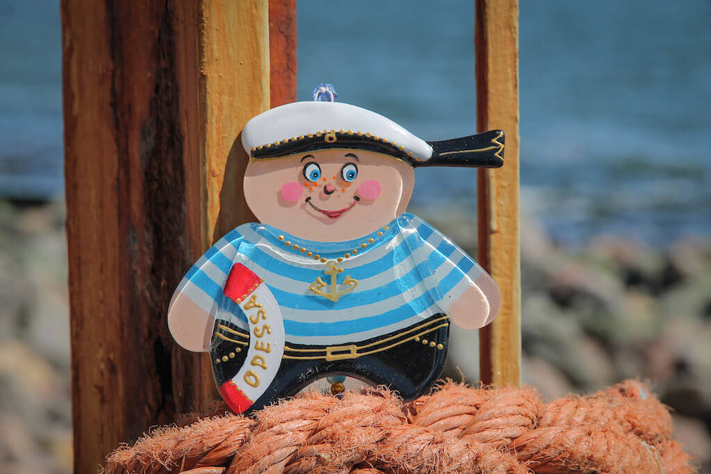 Sailor with a Lifebuoy Glass Wall Art Handmade Hanging Gift, 13 cm