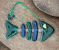 Fish Skeleton Glass Wall Art - Handmade, Personalized Hanging Gift, Ice Green